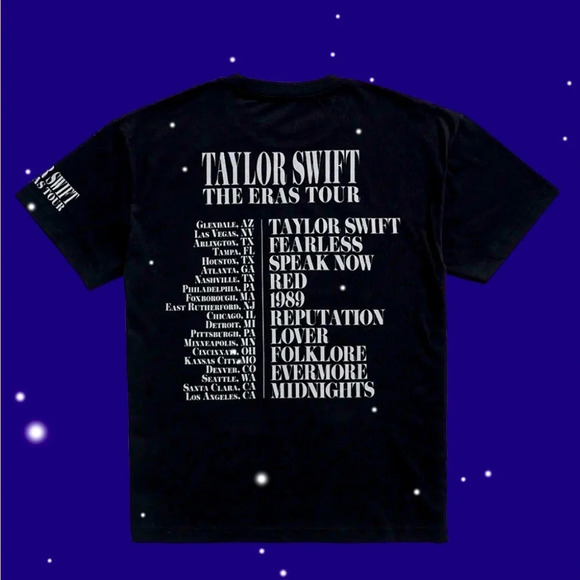 NWT Taylor Swift The Eras Tour Concert US Dates Blk Shirt Unisex Official Merch - Picture 1 of 2